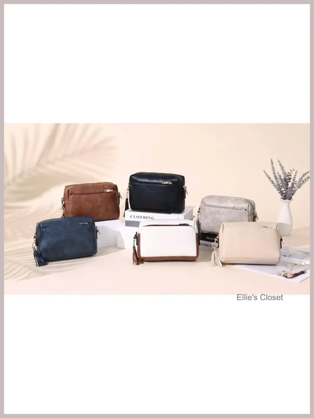 Vegan PU Leather Triple Zip Small Crossbody Bag with Card Slots
